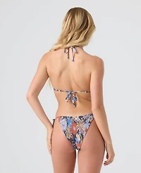 Roxy Women's Smocked Tiki Tri V-Neck Halter Bikini Top