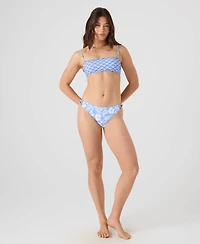 Roxy Women's Printed Lace-Up Bandeau Neck Bikini Top