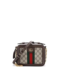 Pre-Owned Gucci Mini Ophidia Zip Around Camera Bag Gg Coated Canvas