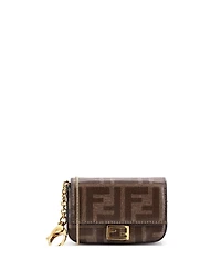 Pre-Owned Fendi Nano Chain Baguette Charm Bag Zucca Coated Canvas
