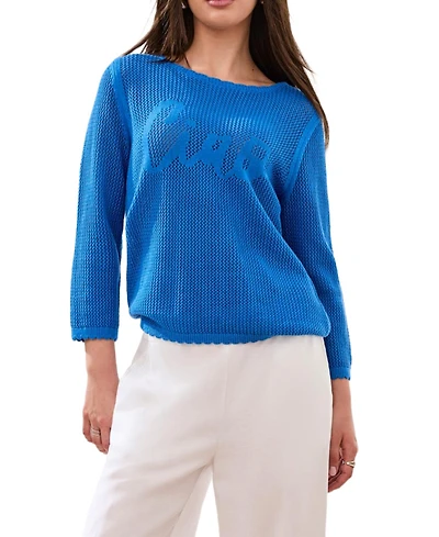 Tribal Women's Open-Stitch Embroidered Crew Neck Sweater