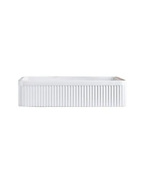 Sillysis 20.1" White Rectangular Ceramic Vessel Sink, Modern Drop-In Bathroom Basin with Vertical Stripe, Contemporary Style
