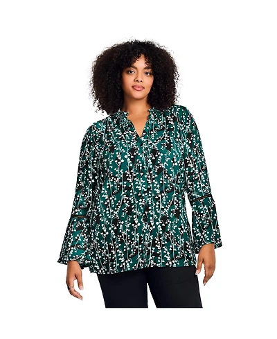 Avenue Women's Ruffle Sleeve Tulip Hem Blouse