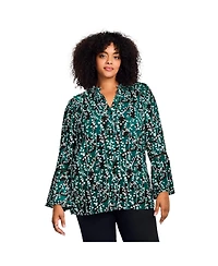 Avenue Women's Ruffle Sleeve Tulip Hem Blouse