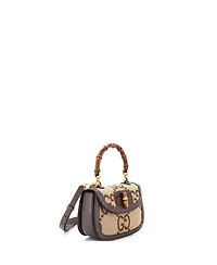 Pre-Owned Gucci Small Bamboo 1947 Top Handle Bag Jumbo Gg Canvas