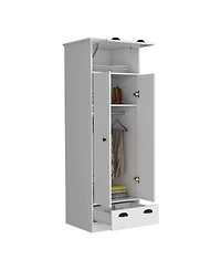 flynama Armoire with 1 Drawer 1 Hinged Drawer Handles Double Door Cabinet and Hanging Rod for Bedroom Storage