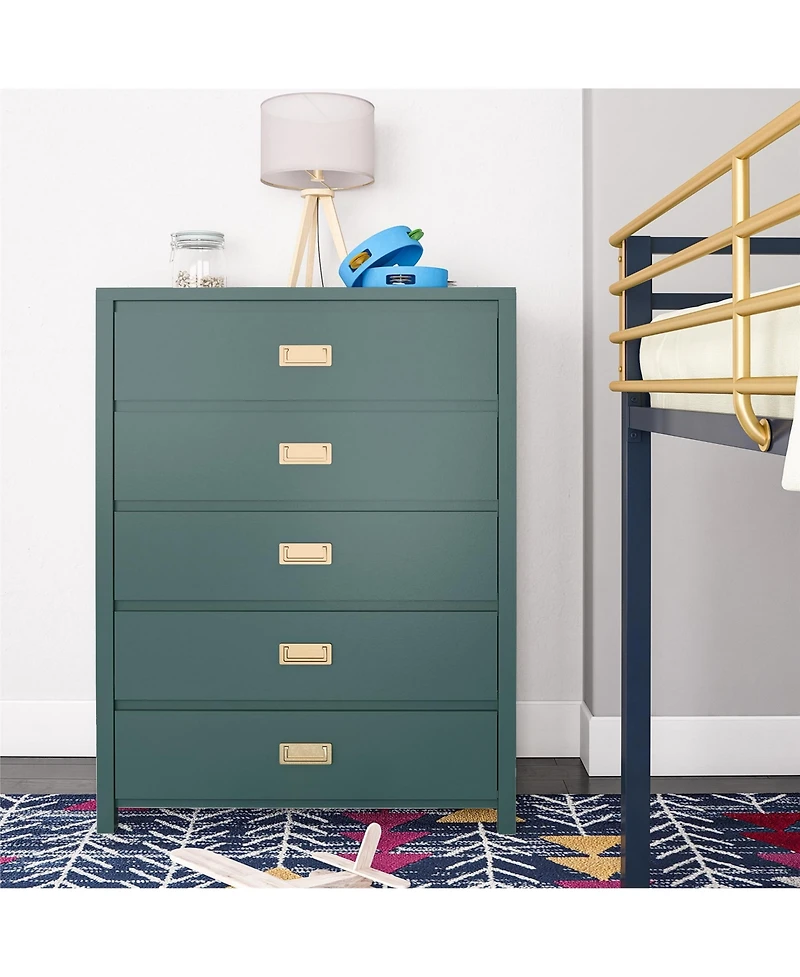 flynama Contemporary 5 Drawer Dresser Maple Finish Sturdy Construction for Bedroom Living Room Storage