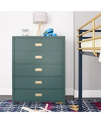 flynama Contemporary 5 Drawer Dresser Maple Finish Sturdy Construction for Bedroom Living Room Storage