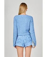 endless rose Women's Textured Buttoned Sweater Cardigan