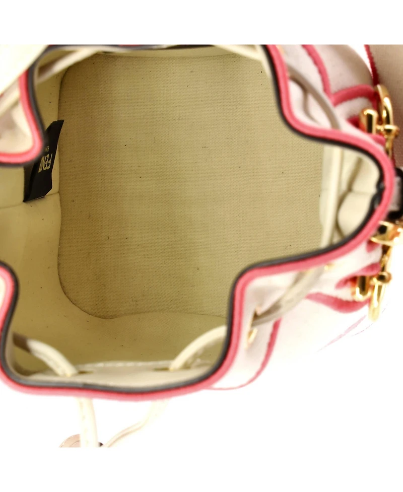 Pre-Owned Fendi Mini Logo Mon Tresor Bucket Bag Embroidered Canvas