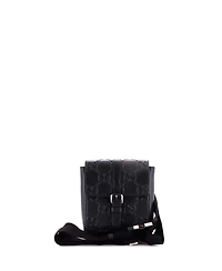 Pre-Owned Gucci Double Belt Bag Gg Embossed Perforated Leather