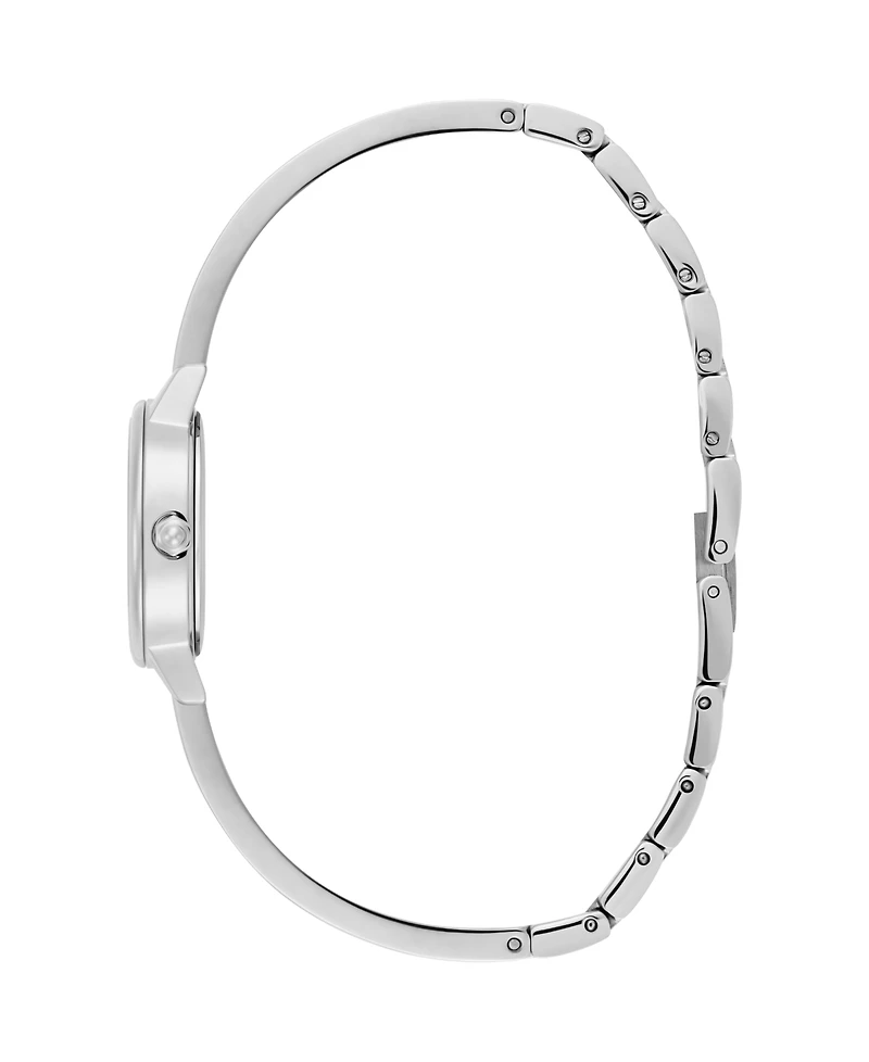 Olivia Burton Women's Mini Classic Silver Tone Stainless Steel Bangle Bracelet Watch, 23mm