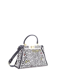 Pre-Owned Fendi Regular x Mr. Doodle Peekaboo Iconic Bag Printed Leather