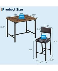 gaomon Dining Table Set for 4 W/Footrest & Backrest, Kitchen with Corner Protector, Small
