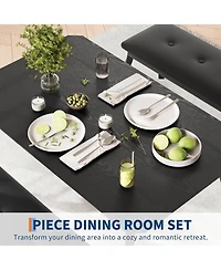 gaomon Dining Table Set for 4, Metal Frame Kitchen, 3Pcs Room Furniture Apartment, Studio, Home, Easy Assembly