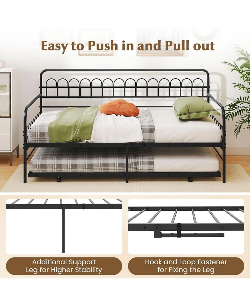 Sugift Twin Daybed with Curved Backrest and Armrests