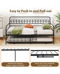 Sugift Twin Daybed with Curved Backrest and Armrests