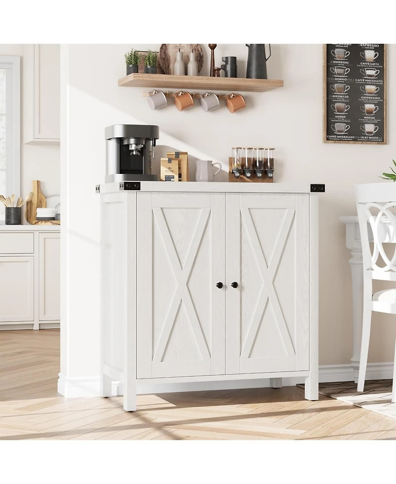 gaomon Farmhouse Sideboard Buffet Cabinet with Adjustable Shelves and Barn Doors Rustic Modern Coffee Bar and Kitchen Organizer