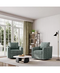 gaomon Accent Chair for Living Room, 360° Swivel, Modern Linen Armchair, Comfy Upholstered Seat, Single Sofa