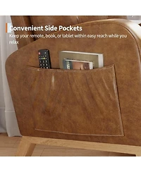 gaomon High Backrest Rocking Chair, Modern Pu Leather Upholstered, Wood Legs, Lounge for Living Room, Bedroom