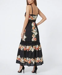 Taylor Women's Lace Trim Floral V-Neck Dress