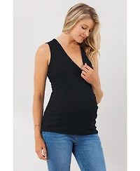 Hello Miz Maternity Sleeveless Ruched V-Neck Wrap Nursing Tank Top