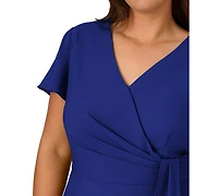 Adrianna Papell Plus Surplice-Neck Tie-Waist Dress