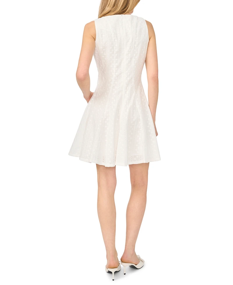 CeCe Women's Sleeveless Boat Neck Embroidered Lace Dress