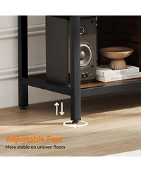 gaomon 58" Tv Stand for up to 65", Entertainment Table with Adjustable Legs, Open Shelves & Doors, Entryway