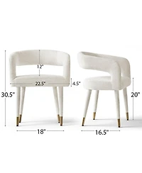 Maison Boucle Chenille Upholstered Dining Armchairs Set of 2 with Curved Back