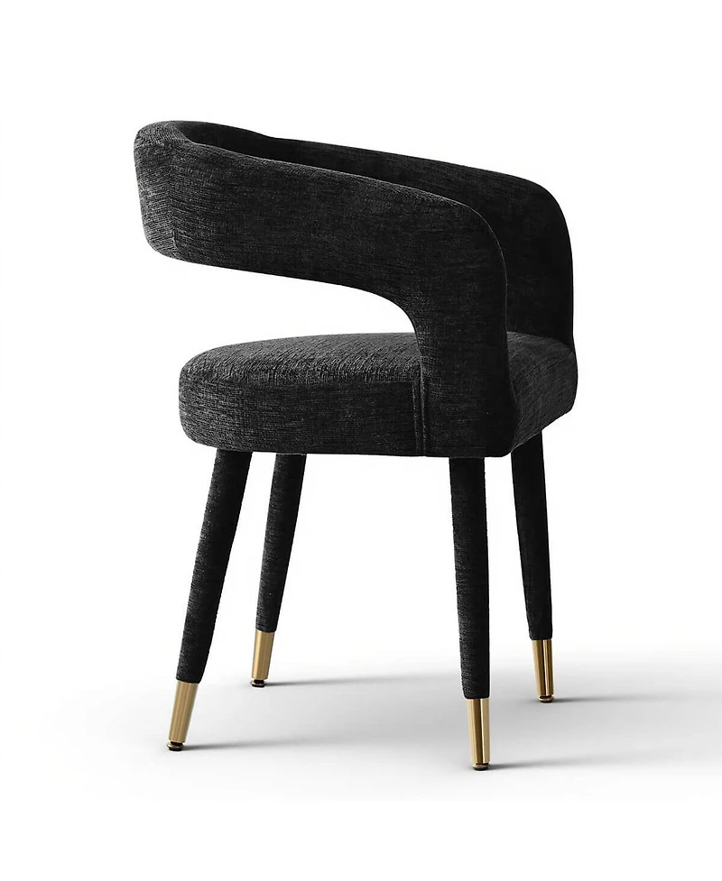 Maison Boucle Chenille Upholstered Dining Armchairs Set of 2 with Curved Back