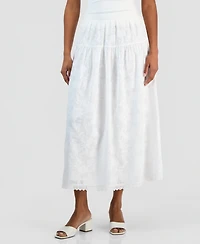 Vince Camuto Women's Tonal-Print Tiered Lace-Trim Maxi Skirt