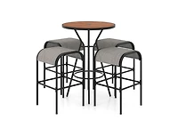 Slickblue 5-Piece Patio Round Bar Table Set with 1.6 Inch Umbrella Hole