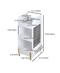 Rainsken Bear Shaped Wooden Bookcase, Kids Book Display Shelf with Chalkboard Side and 3-Tier Storage for Playroom, Bedroom, Kindergarten