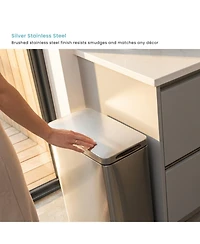 Home Zone Living 11 Gallon Kitchen Trash Can with Soft-Close Lid and Slim Stainless Steel Design
