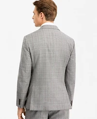 Ted by Baker Men's Modern-Fit Gray & Wine Plaid Suit Separate Jacket
