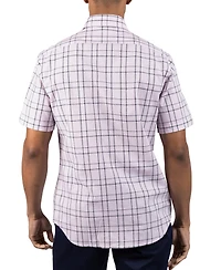 Tailorbyrd Men's Yarn Dyed Linen Large Check Short Sleeve Shirt