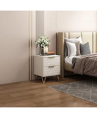 Flynama Versatile Neutral Nightstand with 2 Drawers Modern Bedroom Furniture Bedside End Table