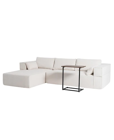 Clihome 112"Modular Sectional Sofa with Free Side Table,Wide Seat,Fully Compressed