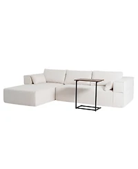 Clihome 112"Modular Sectional Sofa with Free Side Table,Wide Seat,Fully Compressed