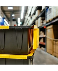 Homz Durbilt 15 Gal Storage Containers Tough Flip Lid Bins, 6 Pack, Black/Yellow