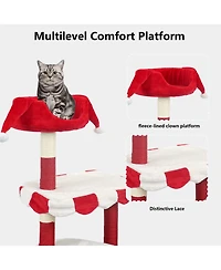 Aostirmotor Multi-Level Cat Tree with Removable Perch & Scratching Posts – Includes Hanging Toy,Red