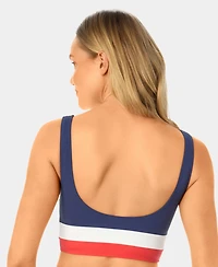 California Waves Women's Color-Block Mini Rib Long Line Swim Bikini Top