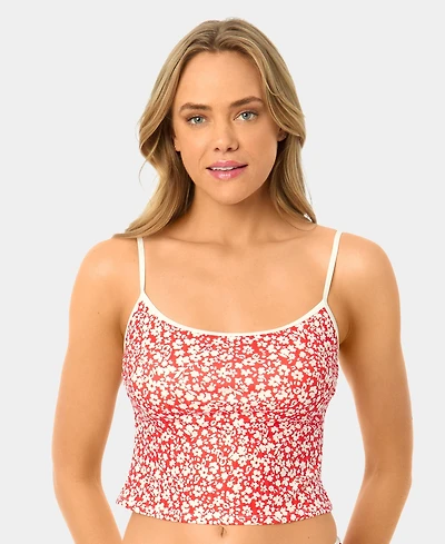 California Waves Women's Garden Ditsy Wide Rib Tankini Top