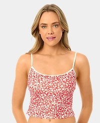 California Waves Women's Garden Ditsy Wide Rib Tankini Top