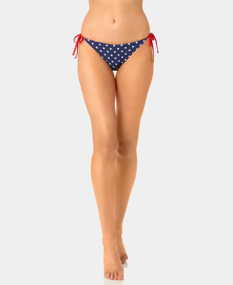 California Waves Women's Star and Stripe Reversible Side-Tie Swim Bottoms