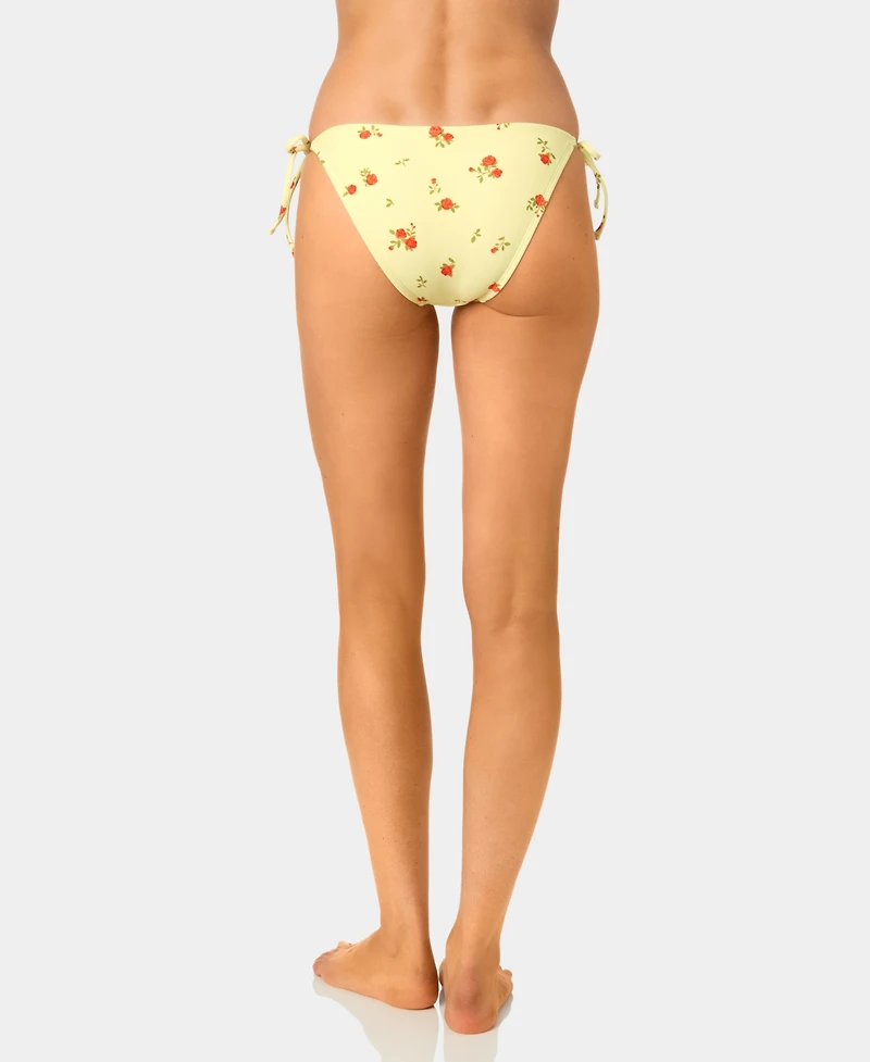 California Waves Women's Tiny Ditsy Ruffle Tie High-Leg Cheeky Swim Bottoms