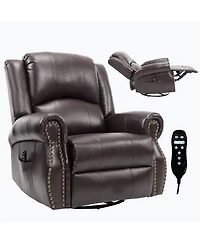 Sumyeg Recliner Chair with Heat Massage Manual Rocker and Swivel Fabric