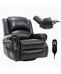 Sumyeg Recliner Chair with Heat Massage Manual Rocker and Swivel in Fabric