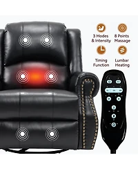 Sumyeg Recliner Chair with Heat Massage Manual Rocker and Swivel in Fabric